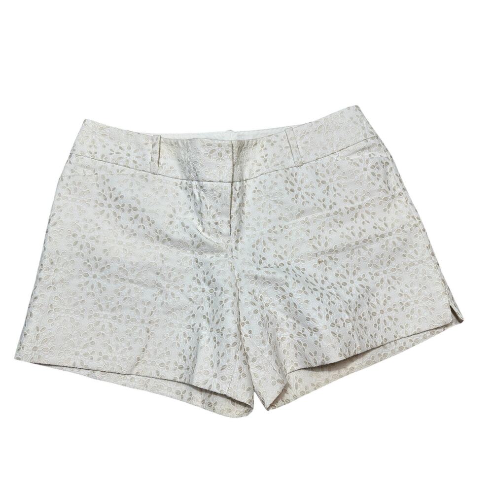 The Limited eyelet shorts beige with white overlay size 10 cotton blend